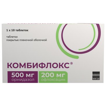 Комбифлокс таб п/об пленочной 500мг+200мг 10 шт