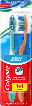 Colgate щетка зубная тройное действие средняя 2 шт цвет в ассортименте