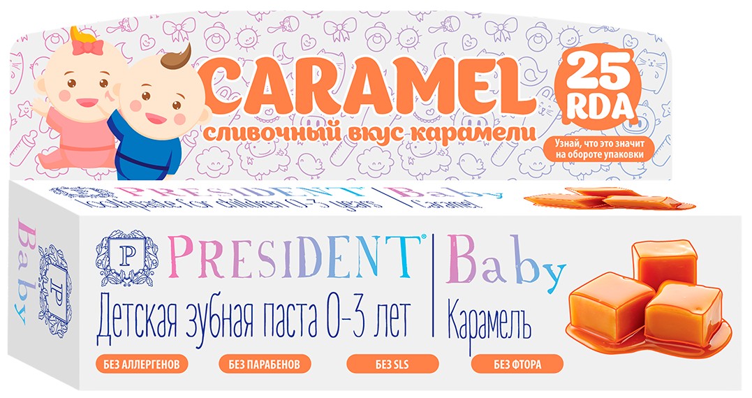 PresiDENT Baby Зубная паста-гель для детей 0-3 лет со вкусом карамели 30 мл