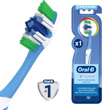 Зубная щетка Oral-B Комплекс Пятисторонняя чистка Средней жесткости 1 шт, цвет в ассортименте