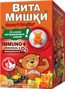 ВитаМишки IMMUNO+ пастилки жев. 60 шт Облепиха