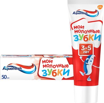 Зубная паста детская Aquafresh Мои молочные зубки от 3 до 5 лет с фтором для защиты от кариеса,50 мл