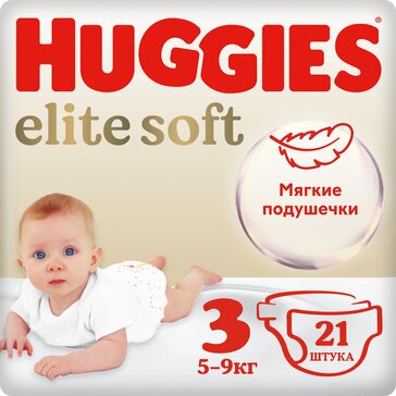 Подгузники Huggies Elite Soft 3 (5-9кг), 21 шт