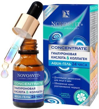 Concentrate Гиалуроновая кислота & коллаген aqua-гель 24 часа Novosvit 25 мл