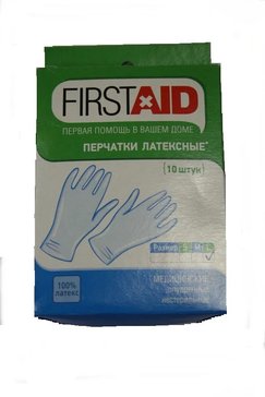 Firstaid перчатки смотровые н/стер. латексные опудренные р.s 10 шт