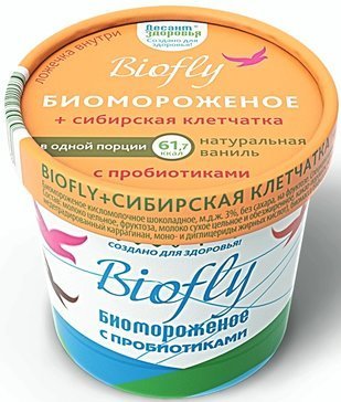 Biofly биомороженое стаканчик бумаж. 45г 3% молочное сибирская клетчатка яблоко