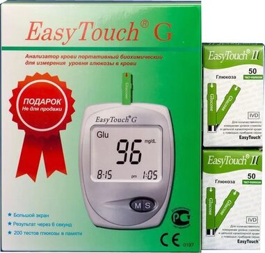 Easy touch тест-полоски для определения глюкозы 50 штx2 +глюкометр easy touch