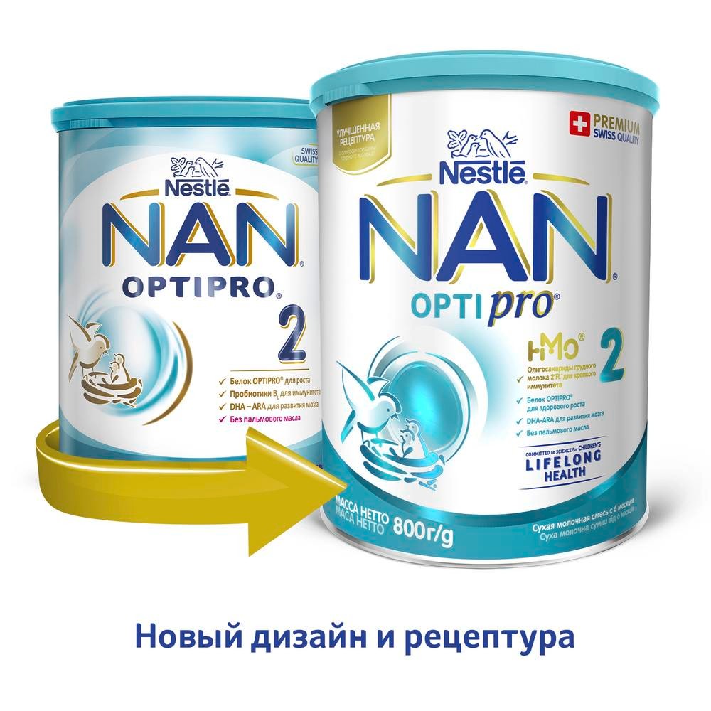 Купить Нан 2 optipro смесь сухая молочная 800 гпо выгодной цене в ближайшей  аптеке в городе Когалым. Цена, инструкция на лекарство, препарат