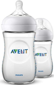 Детская бутылочка с медленным потоком Philips Avent Natural SCF033/27, 260 мл, 2 шт, 1 мес +