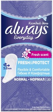 Always прокладки ежедневные fresh&protect normal single 20 шт ароматизированные