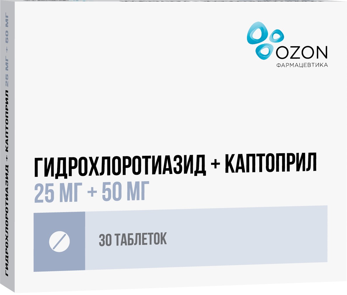 Купить Гидрохлоротиазид+каптоприл таб 25мг+50мг 30 шт озон  (гидрохлоротиазид+каптоприл) по выгодной цене в ближайшей аптеке в городе  Сургут. Цена, инструкция на лекарство, препарат