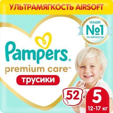 Pampers premium care pants подгузники-трусики 12-17кг/junior 52 шт