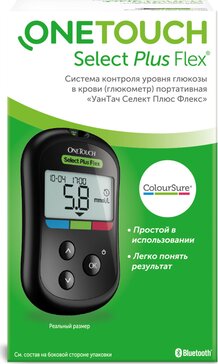 Купить oneTouch Select Plus Flex глюкометр от 1346 руб. в городе Череповец в интернет-аптеке Планета Здоровья