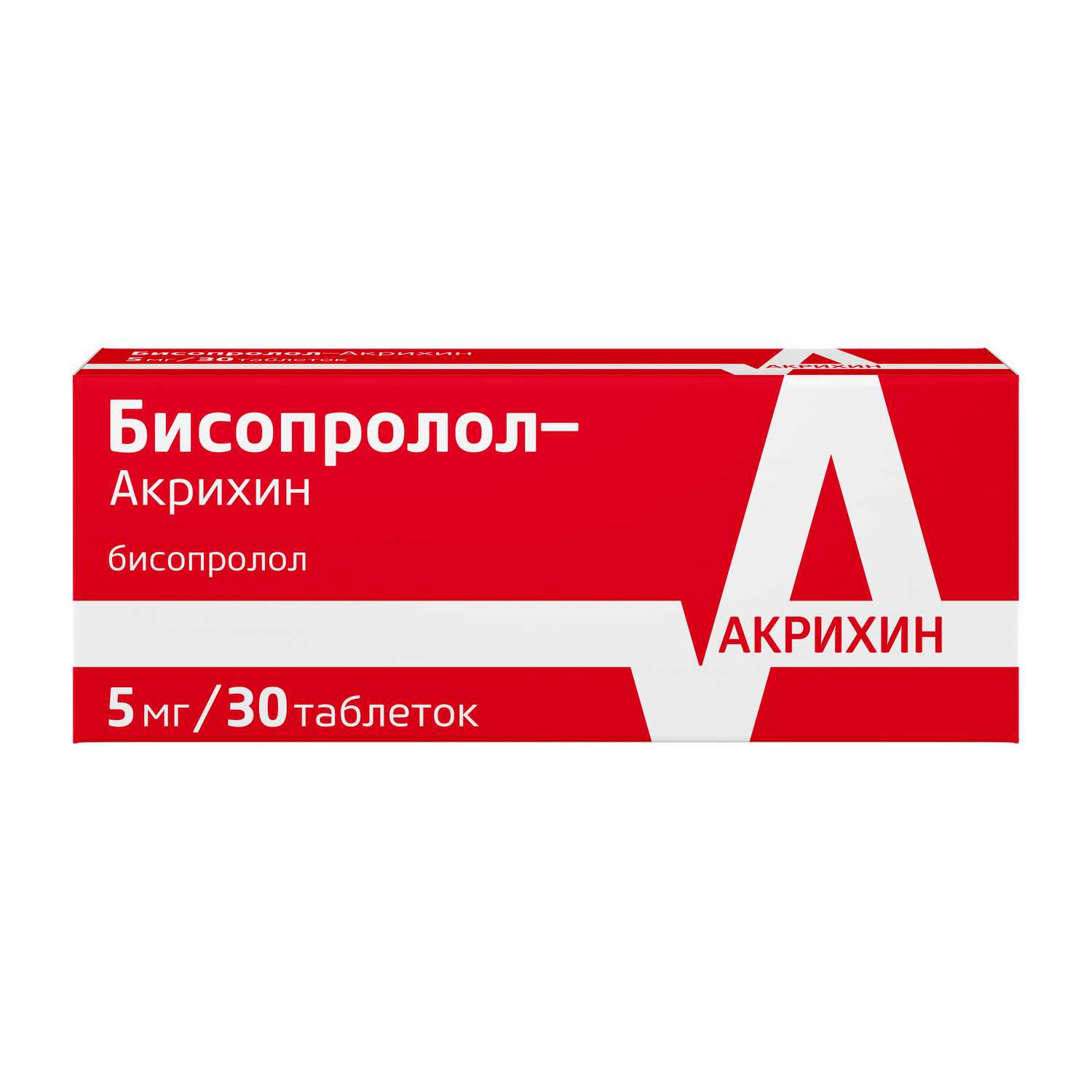 Купить Бисопролол-Акрихин таб 5 мг 30 шт (бисопролол) по выгодной цене в  ближайшей аптеке. Цена, инструкция на лекарство, препарат