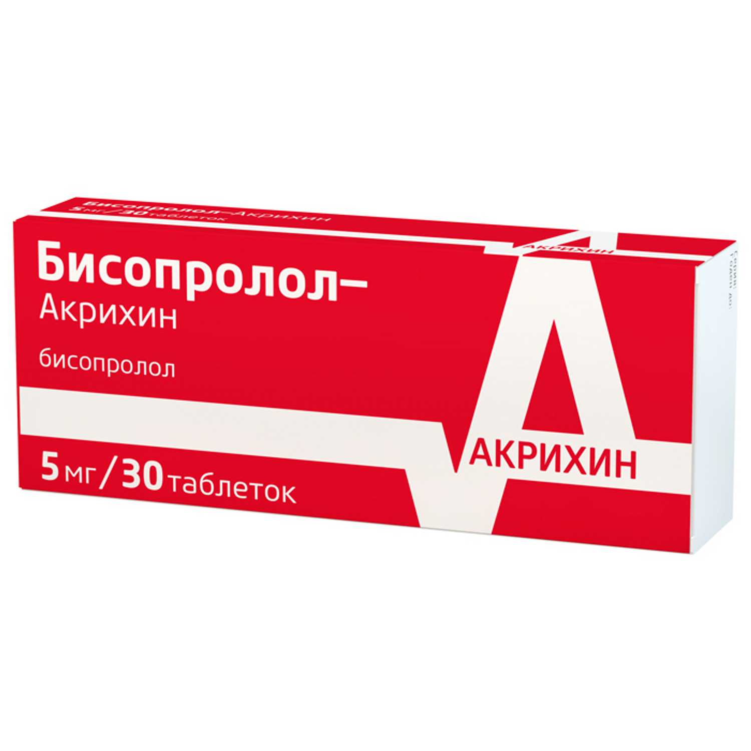 Купить Бисопролол-Акрихин таб 5 мг 30 шт (бисопролол) по выгодной цене в  ближайшей аптеке. Цена, инструкция на лекарство, препарат