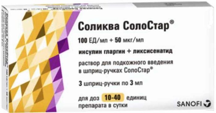 Соликва солостар раствор для и/п/к 100ед/мл и 50мкг/мл 3мл 3 шт  шприц-ручка