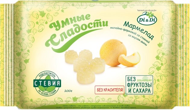 Мармелад диетический желейный со вкусом дыни 200г Умные сладости 