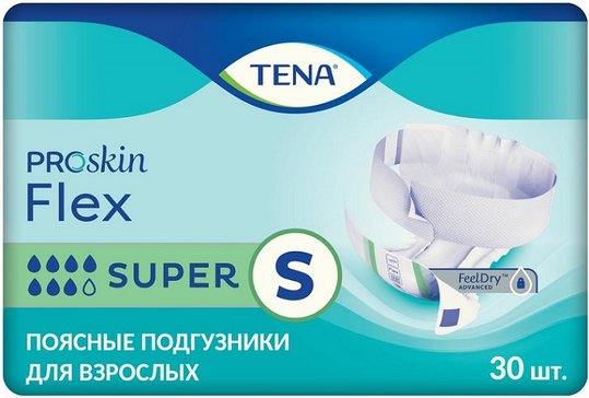 Tena flex super подгузники для взрослых р.s 61-87см 30 шт