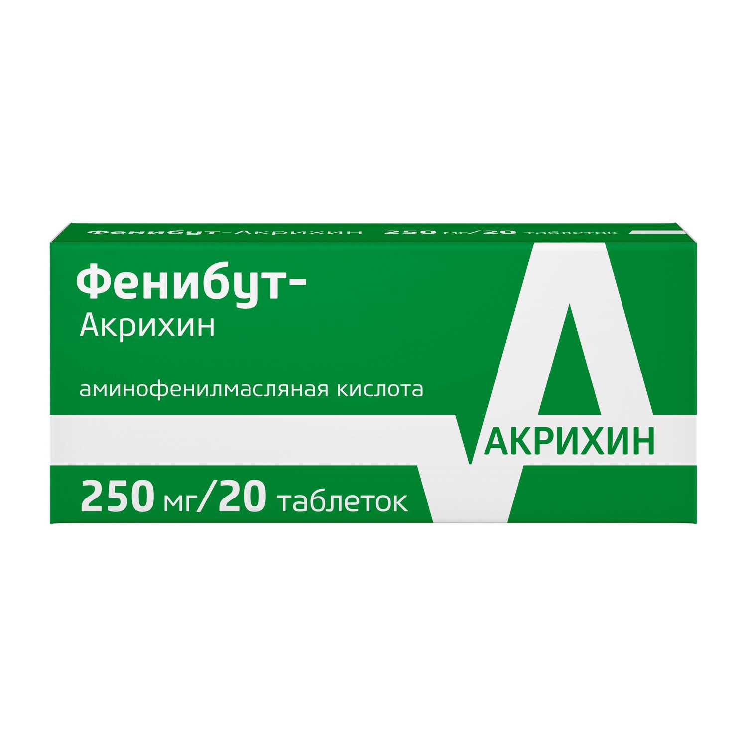 Купить фенибут-акрихин таб 250мг 20 шт (аминофенилмасляная кислота) в  городе Москва и МО в интернет-аптеке Планета Здоровья