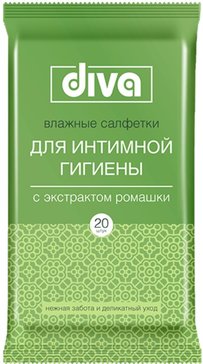 Diva салфетки влажные для интимной гигиены 20 шт экстракт ромашки