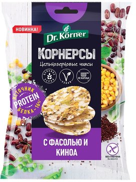 Dr.korner чипсы цельнозерновые кукурузно-рисовые 50г горошек/фасоль/киноа