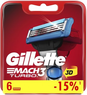 Gillette mach3 turbo кассеты для бритья сменные 6 шт