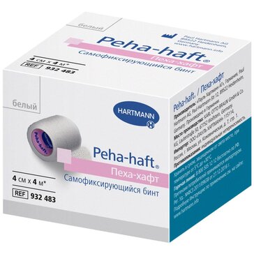 Peha-haft бинт фиксирующий когезивный белый 4см x 4м 1 шт