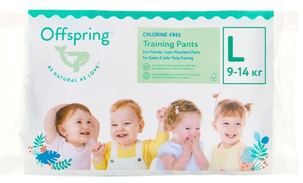 Offspring Трусики-подгузники р.L (9-14 кг) 3 шт 3 расцветки, travel pack