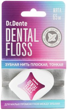 Зубная нить Dr.Dente тонкая вощеная 65м Доктор денте