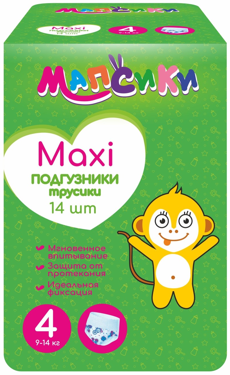 Купить Трусики детские Мапсики maxi 9-14кг 14 шт в городе Белгород в  интернет-аптеке Планета Здоровья