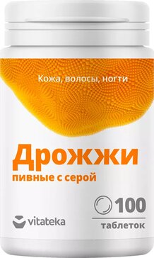 Vitateka/витатека дрожжи пивные таб 500мг 100 шт с серой  бад