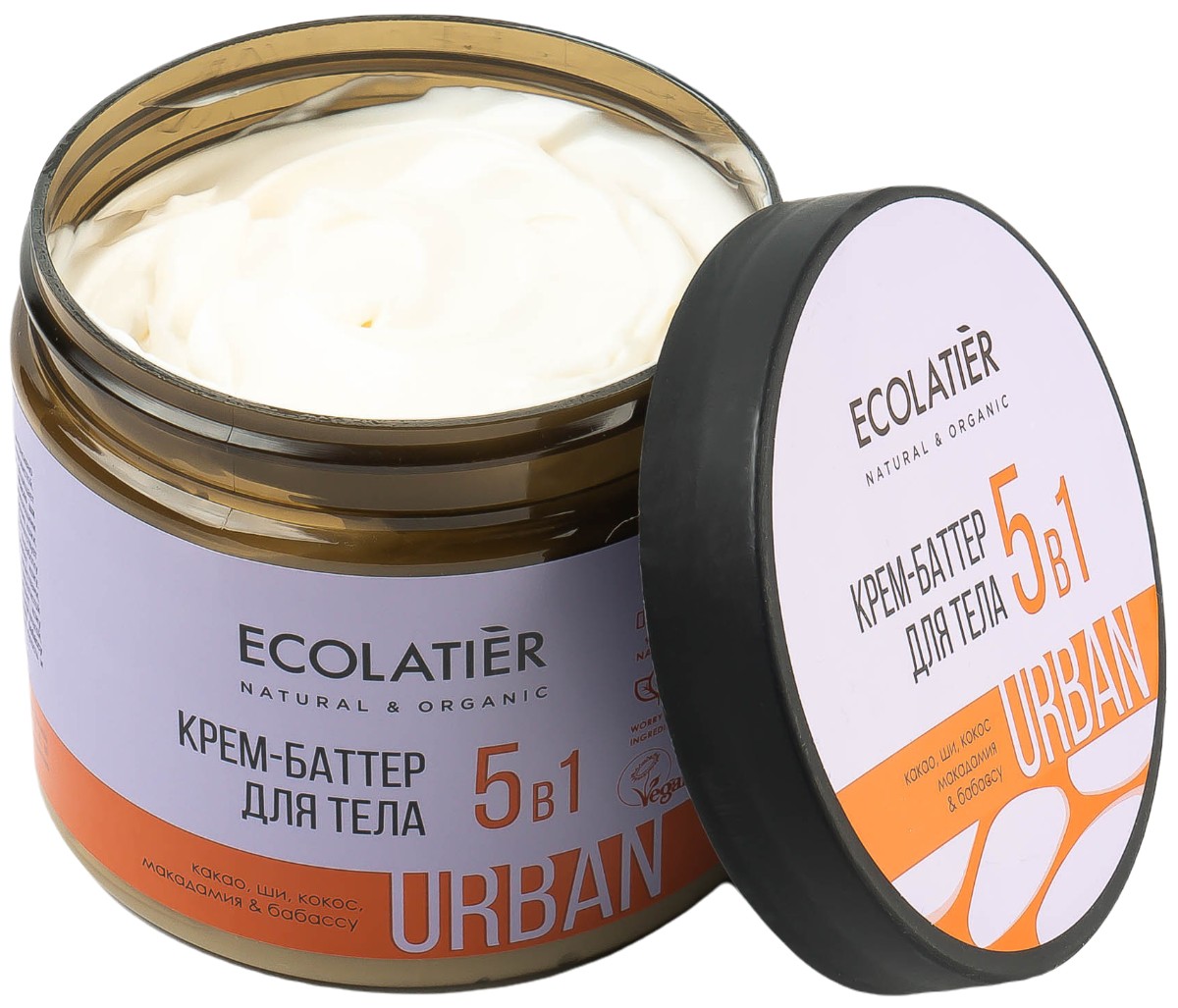 Ecolatier Крем-баттер для тела 5в1 какао, ши, кокос, макадамия, бабассу 380 мл