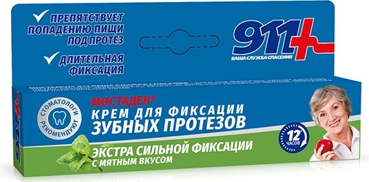 911 Мостаден крем для экстрасильной фиксации зубных протезов 40мл мятный вкус