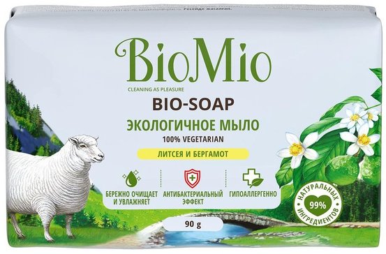 BioMio BIO-SOAP Экологичное туалетное мыло. Литсея и бергамот, 90 г