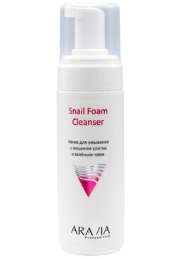 Пенка для умывания с муцином улитки и зелёным чаем Snail Foam Cleanser 160 мл ARAVIA Professional