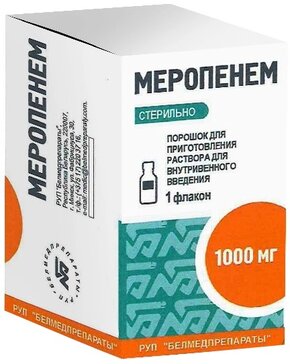 Меропенем порошок для приготовления раствора для инъекций 1г фл 1 шт 