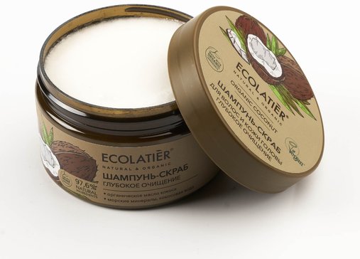 Ecolatier Шампунь-скраб для волос и кожи головы Глубокое очищение 300 г Organic Coconut