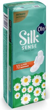 Прокладки Ola! Silk Sense CLASSIC WINGS SUPER, аромат Ромашка 10 шт