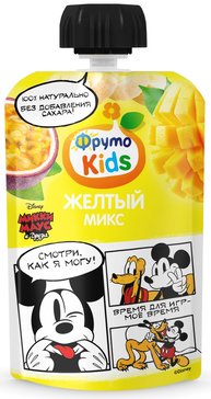 Фрутоkids Пюре из яблок, бананов, абрикосов, манго и маракуйи Желтый микс 90г