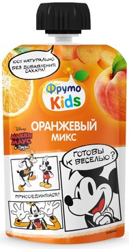 Фрутоkids Пюре из яблок, персиков, моркови и апельсинов Оранжевый микс 90г