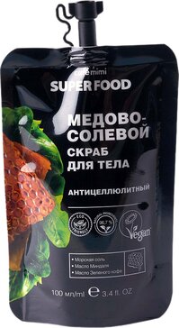 Cafe mimi super food скраб для тела антицеллюлитный 100 мл медово-солевой