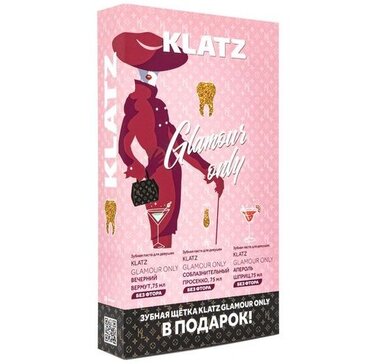 Klatz glamour only Набор Зубная паста Дневной аперитив 75 мл+Зубная паста Вечерний вермут 75 мл+Зубная паста Соблазнительный просекко 75 мл+Зубная щетка средняя 1 шт