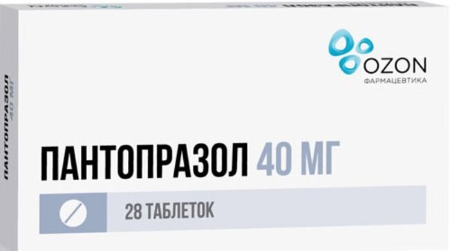 Пантопразол таб киш.раств. п/об 40мг 28 шт озон