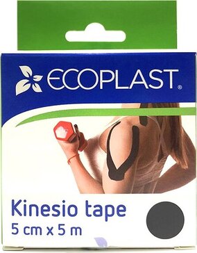 Кинезиотейп 5 см х 5 м, черный 1 шт Ecoplast