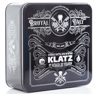 Klatz brutal only Набор Зубная паста для мужчин 75 мл 6 вкусов+стеклянный бокал для виски 2 шт