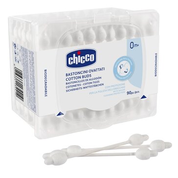 Chicco палочки ватные 64 шт с ограничителем