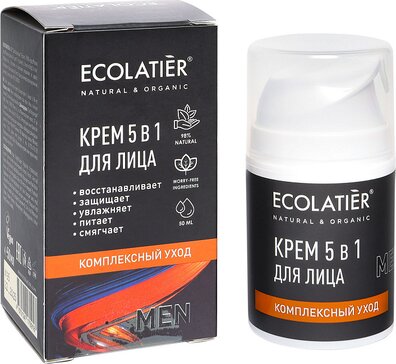 Ecolatier man крем для лица комплексный уход 5в1 50мл