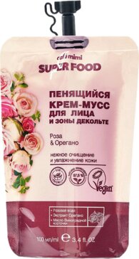 Cafe mimi super food крем-мусс для лица и декальте пенящийся 100мл роза и орегано