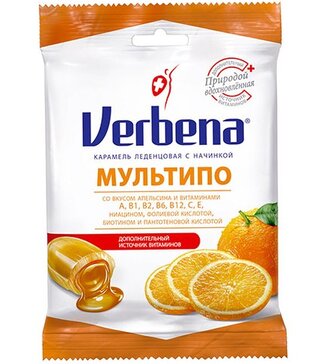 Verbena Мультипо карамель леденец с начинкой 60 г