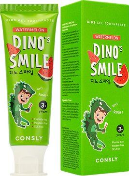 Consly Детская гелевая зубная паста DINOs SMILE c ксилитом и вкусом арбуза 60 г